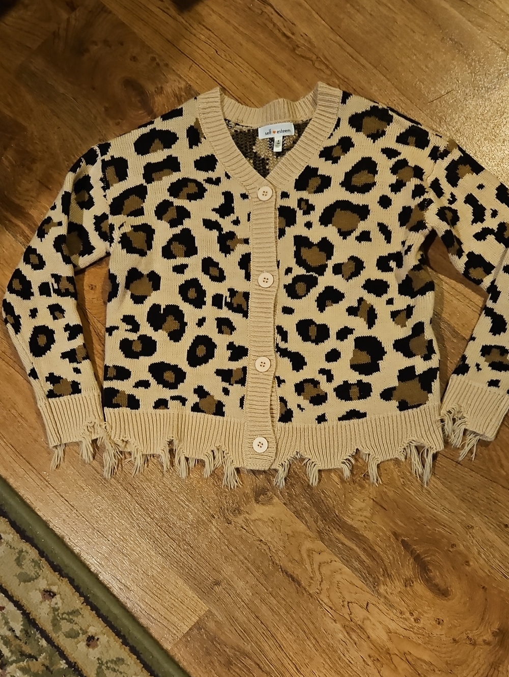 NWOT Girls Self Esteem Leopard Print Sweater Size Small 7/8
